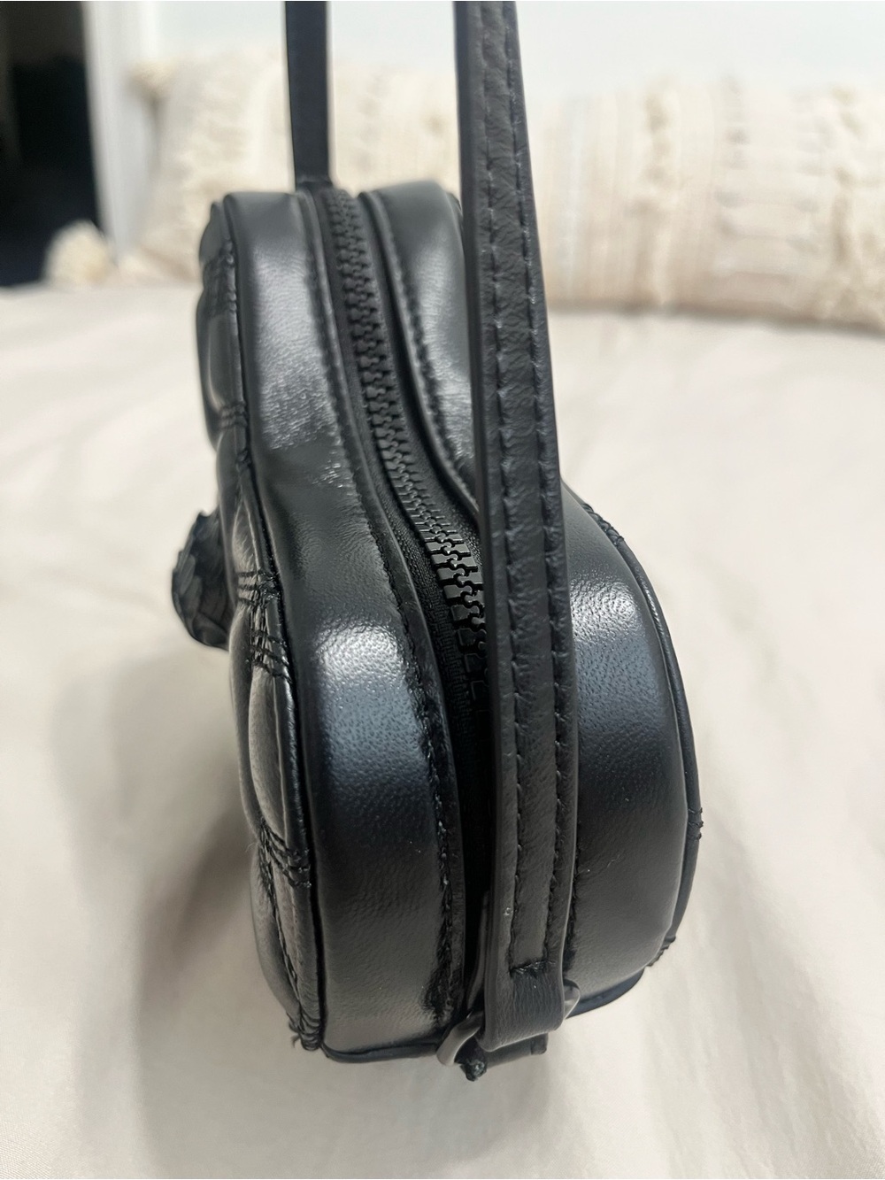 Kurt Geiger Kensington Black Quilted Heart Crossbody Bag - Picture 6 of 14